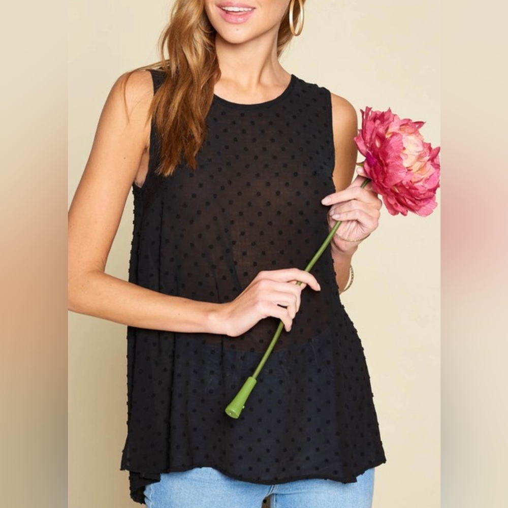 Round neck Swiss dot tank